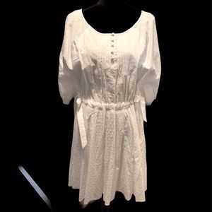 Kori Swiss Dot White Cotton Mini Dress NWT